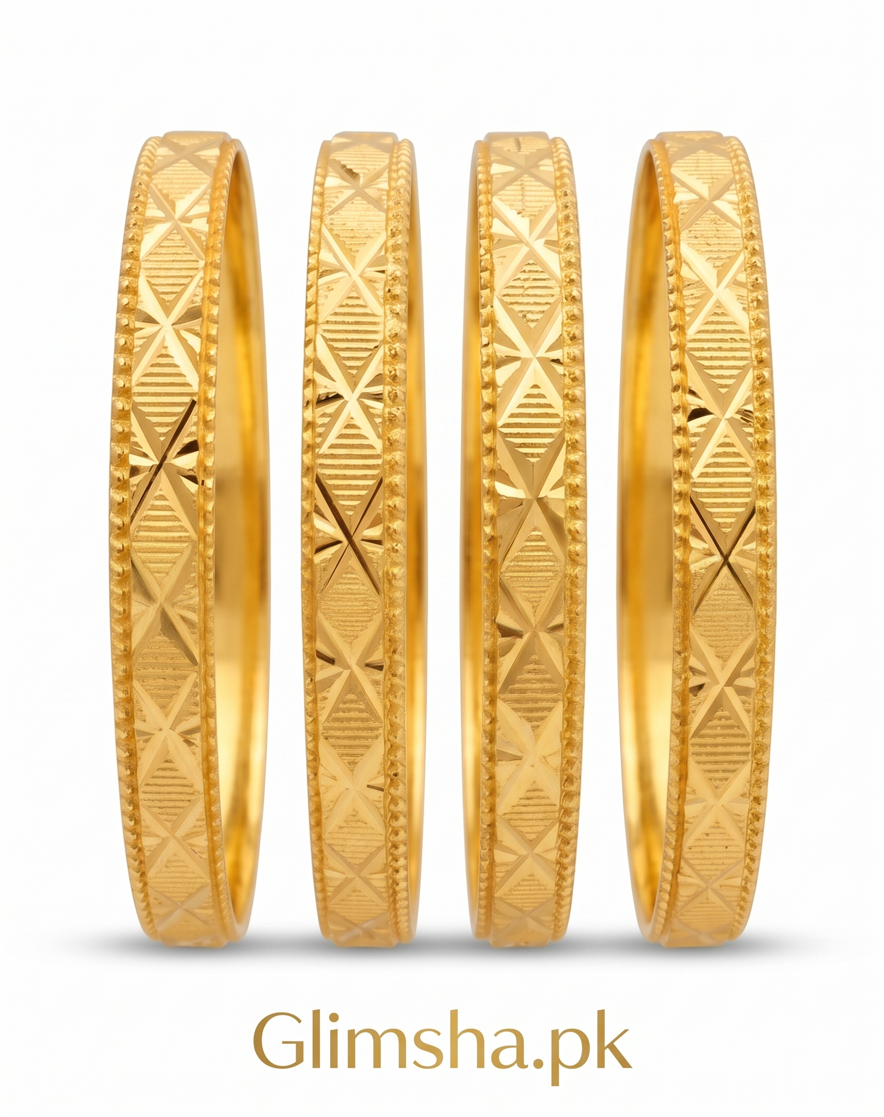 Stylish Gold Bangles Set for Women | Geometric Design Bridal & Party Wear – Glimsha.pk