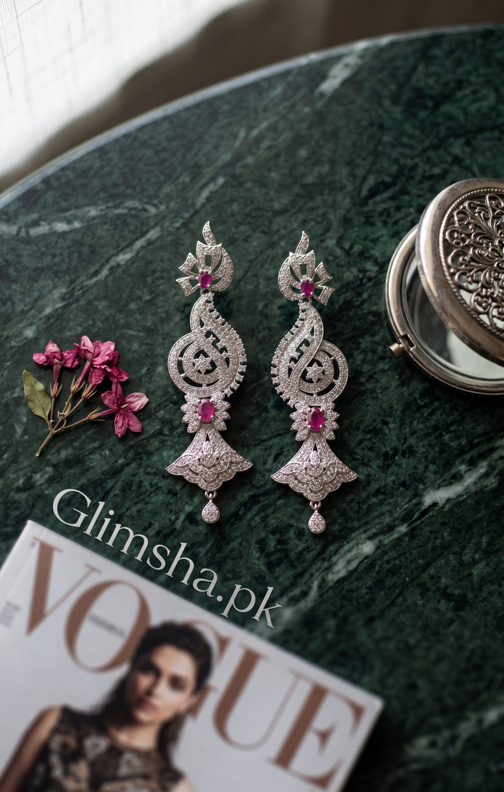 glimsha-ruby-pave-cz-dangle-earrings-model (2)