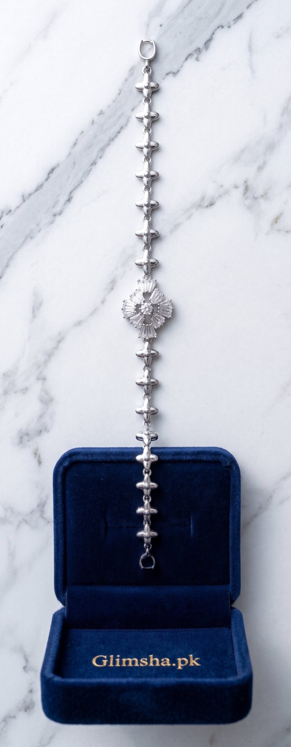 Glimsha Delicate Silver Crystal Link Bracelet | Women's Jewelry