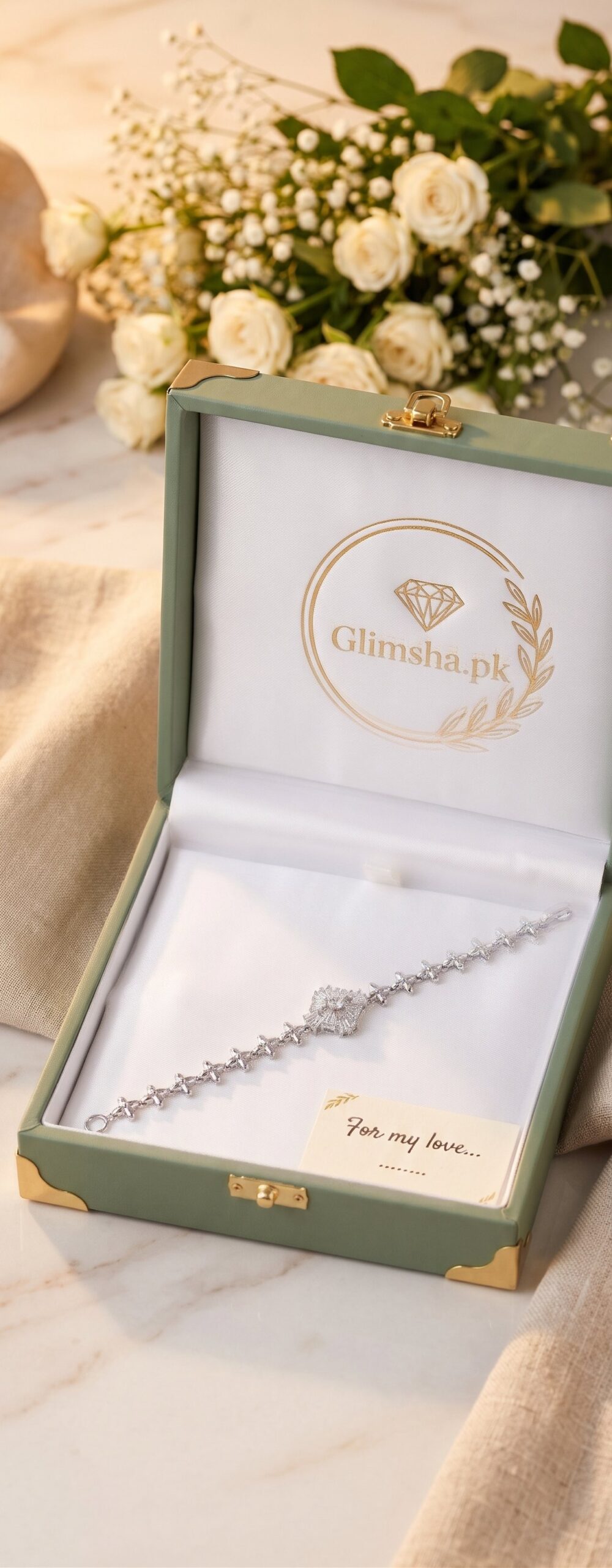 Glimsha Delicate Silver Crystal Link Bracelet | Women's Jewelry