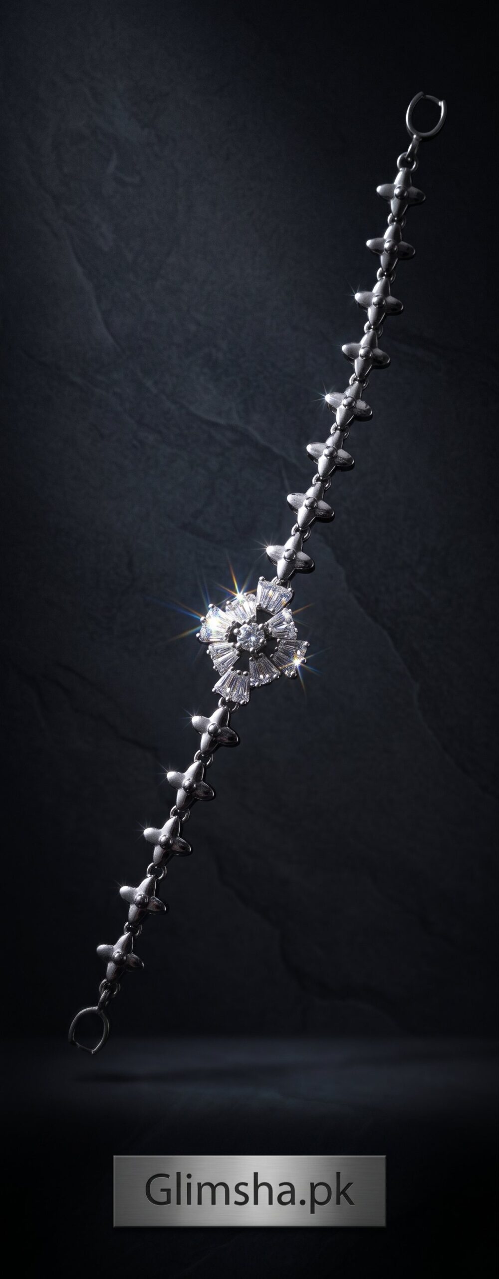 Glimsha Delicate Silver Crystal Link Bracelet | Women's Jewelry