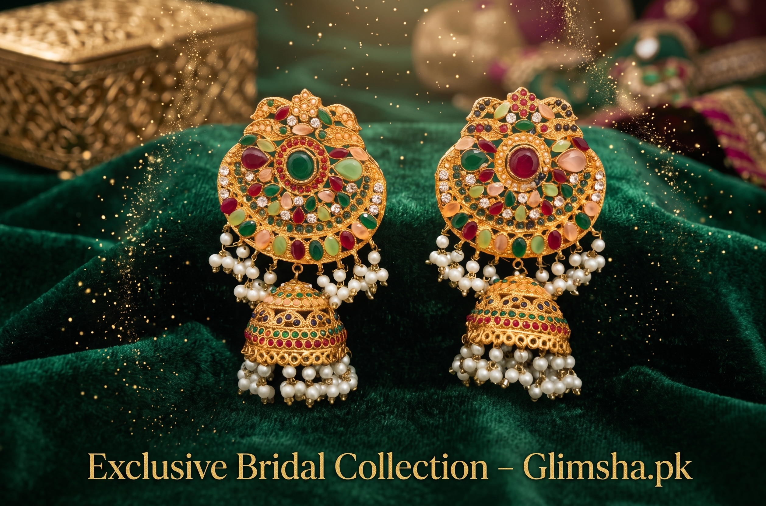 green-gold-bridal-jhumka-earrings-glimsha-pk (2)